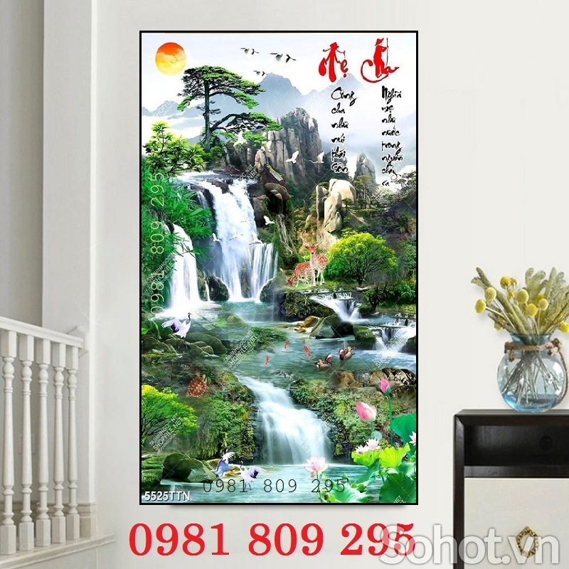 Gạch tranh khổ đứng đẹp ốp tường 3d HG834