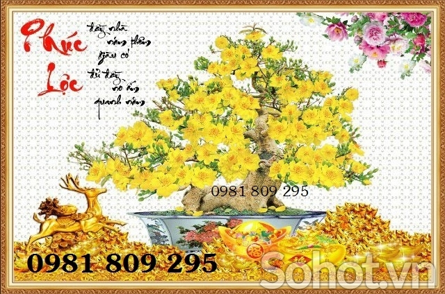 Tranh 3d hoa mai - tranh gạch mren