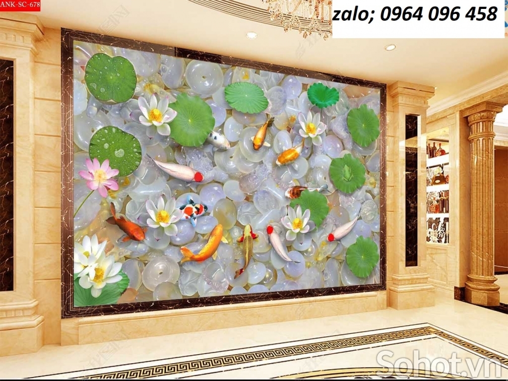 Tranh gạch 3d cửu ngư quần hội - 9393B