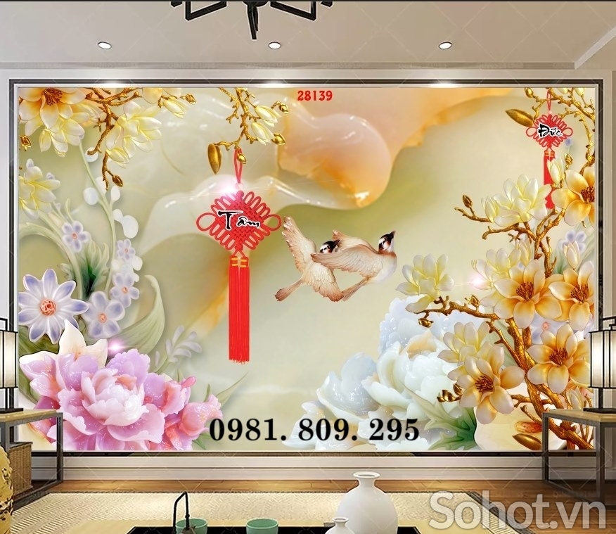 Gạch tranh 3d hoa mẫu đơn , tranh sứ ngọc