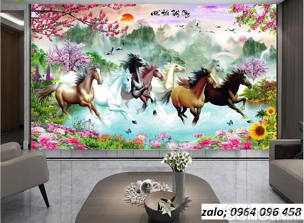 Tranh gạch 3d bát mã - HCX33