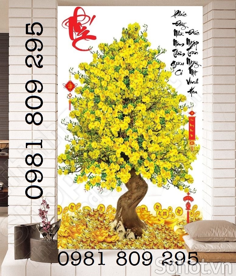 Tranh hoa mai - tranh gạch 3d hoa mai