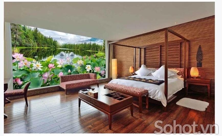 Tranh gạch men 3D - tranh hoa sen