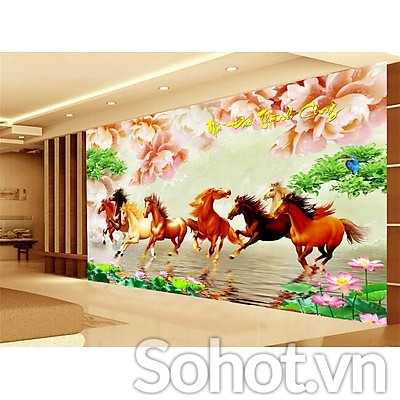Tranh gạch 3d 8 con ngựa 095XO