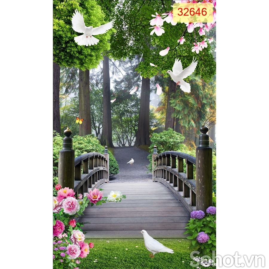 Tranh gạch 3d ốp tường phong cảnh khổ đứng - BXC73