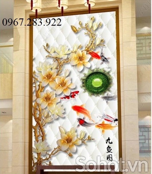 Gạch tranh- Tranh hoa 3D khổ dọc