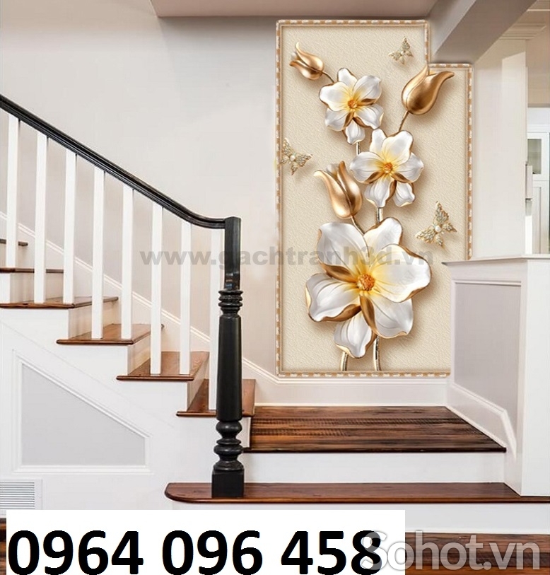Tranh 3d - tranh gạch 3d ốp tường cầu thang - 9854CN