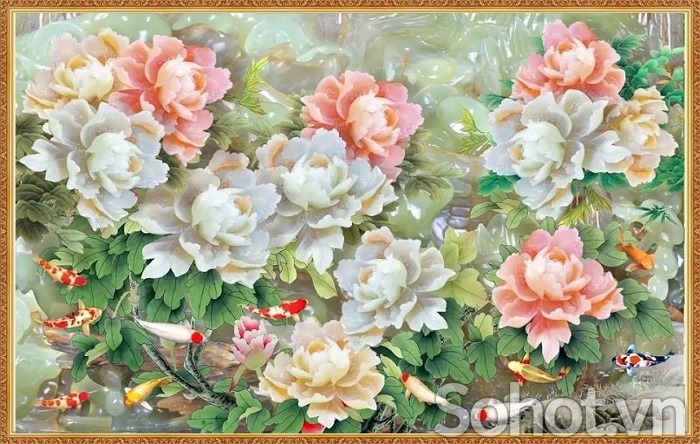 Gạch tranh hoa mẫu đơn