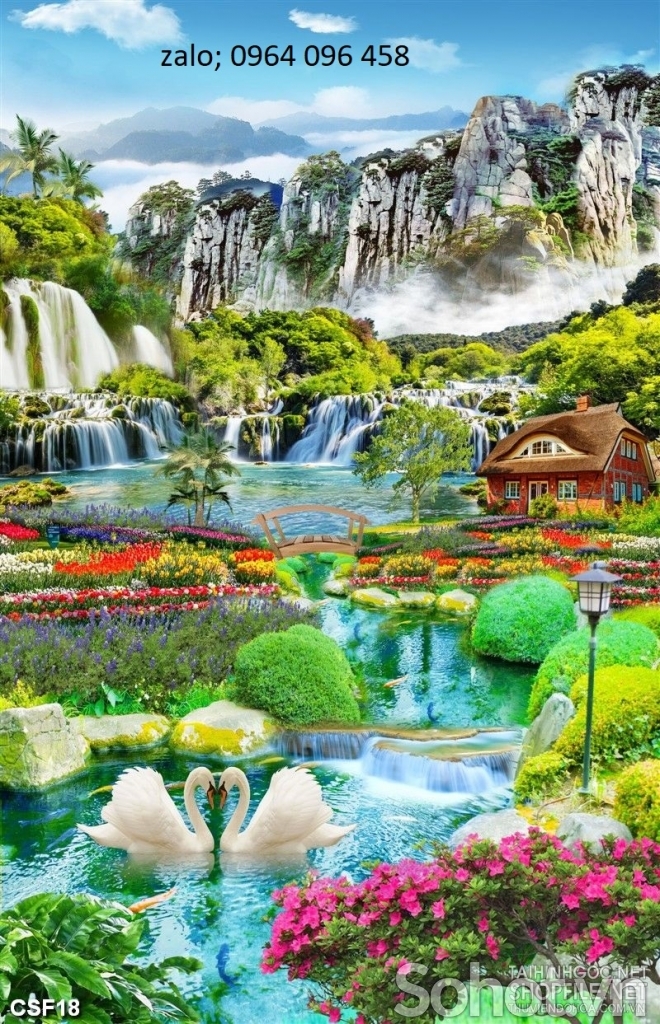 Tranh gạch 3d ốp tường phong cảnh khổ đứng - 800B