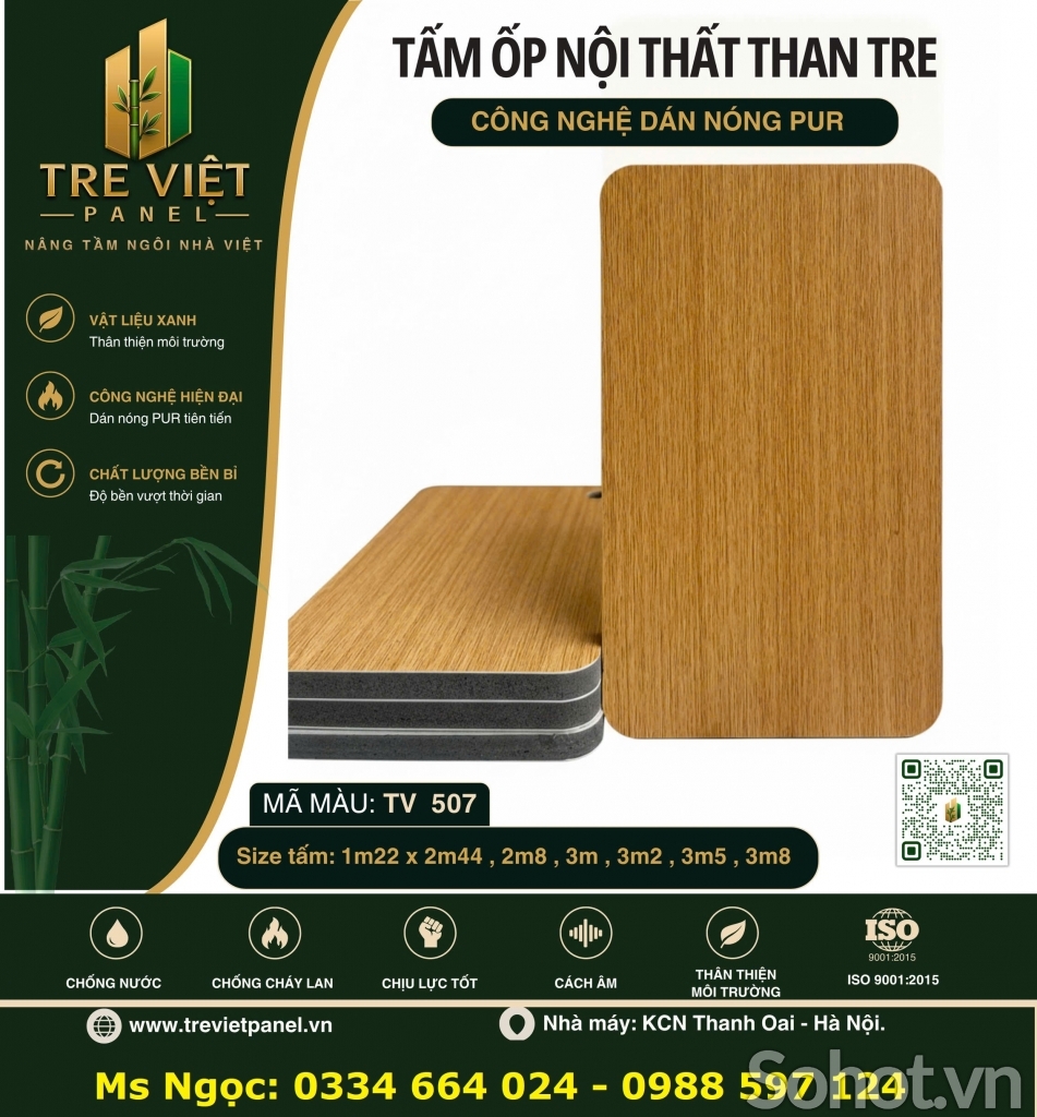 Tấm ốp than tre vân gỗ TRE VIỆT PANEL
