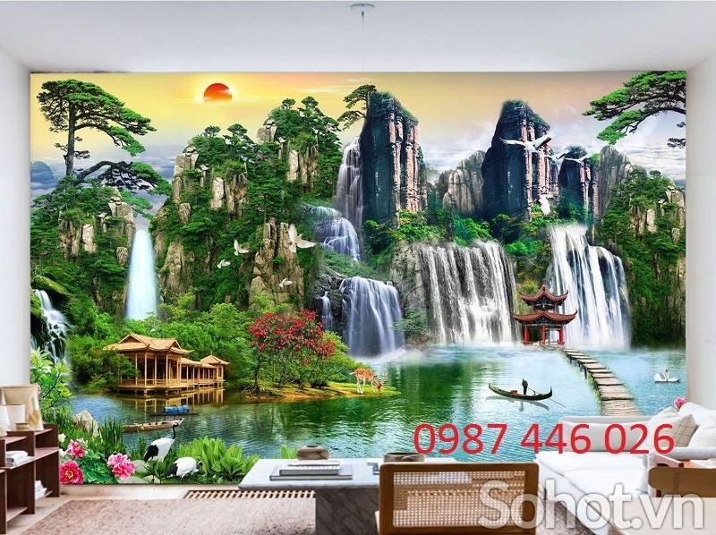 Tranh gạch 3d thiên nhiên phong cảnh, gạch ốp tường đẹp HP0334