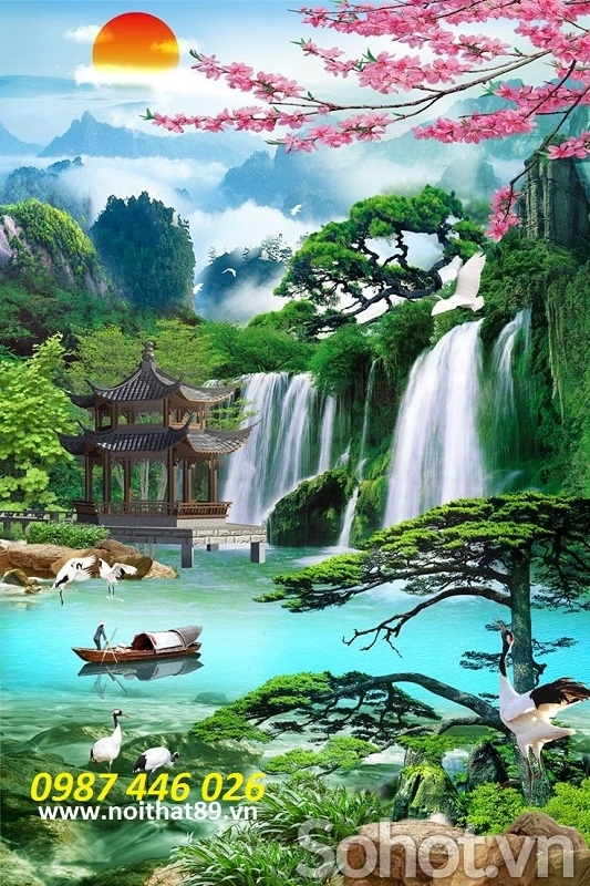 Gạch 3d tranh gạch men thác nước HP9873