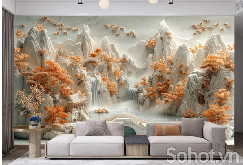 Tranh gạch 3d trang trí phòng khách - BNM84