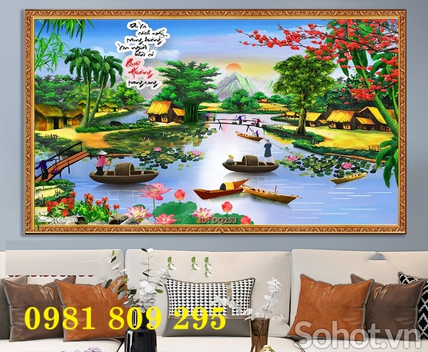 Tranh ốp làng quê , gạch tranh 3d