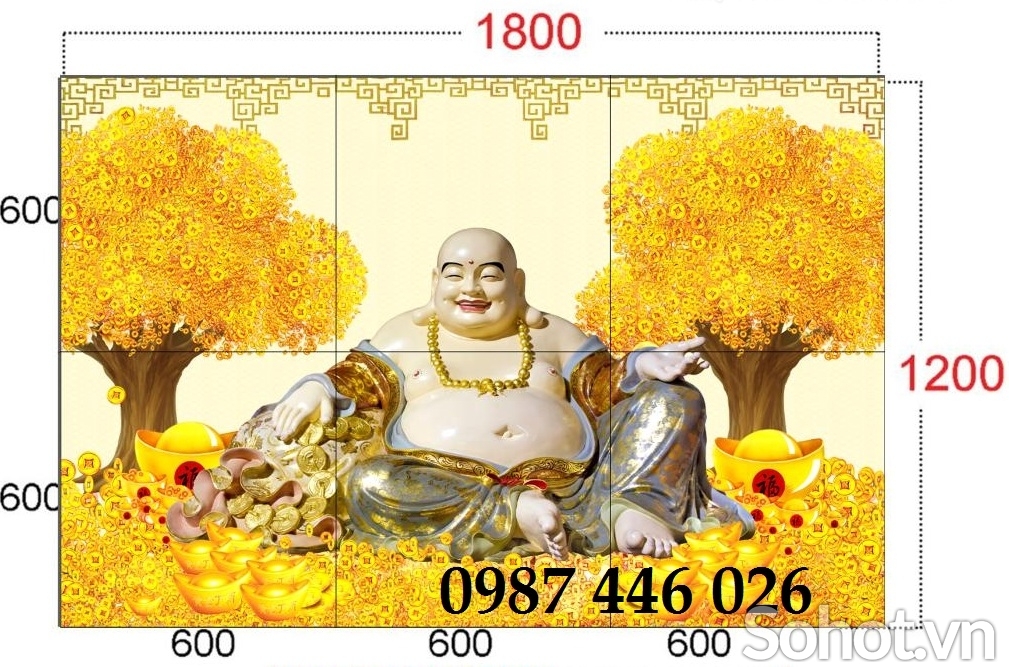 Gạch 3d tranh gạch cây tiền vàng HP27