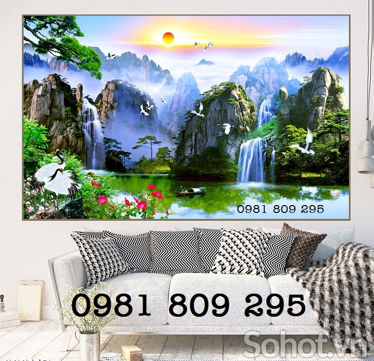 Tranh gạch gạch ốp tường phong cảnh trang trí