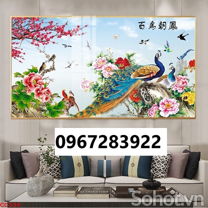 Tranh gạch chim công đẹp