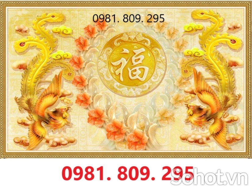 Tranh gạch ốp tường rồng phượng