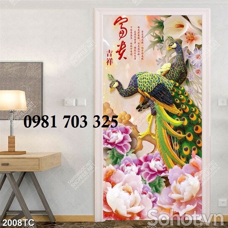Tranh gạch men hoa mẫu đơn phong thủy ốp tường