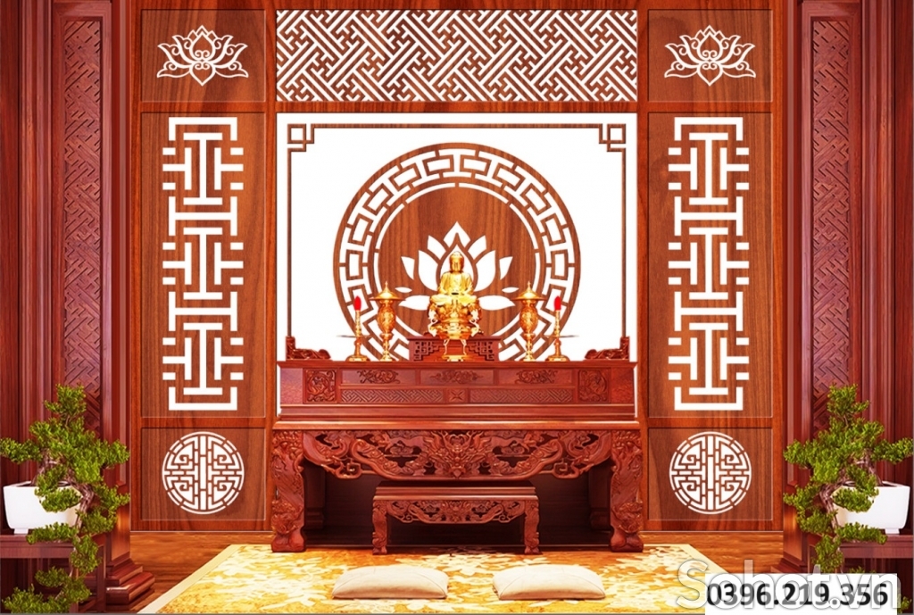 Gạch tranh 3D đẹp trang trí phòng thờ gia đình