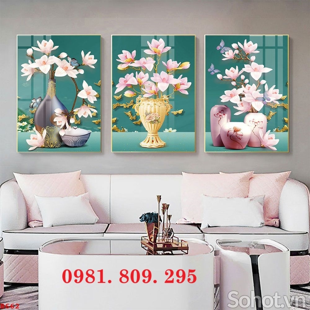 Gạch ốp tường 3d bình hoa