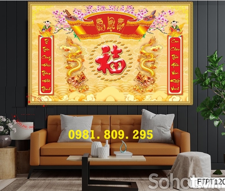 Tranh 3d , gạch tranh ban thờ Hn8838