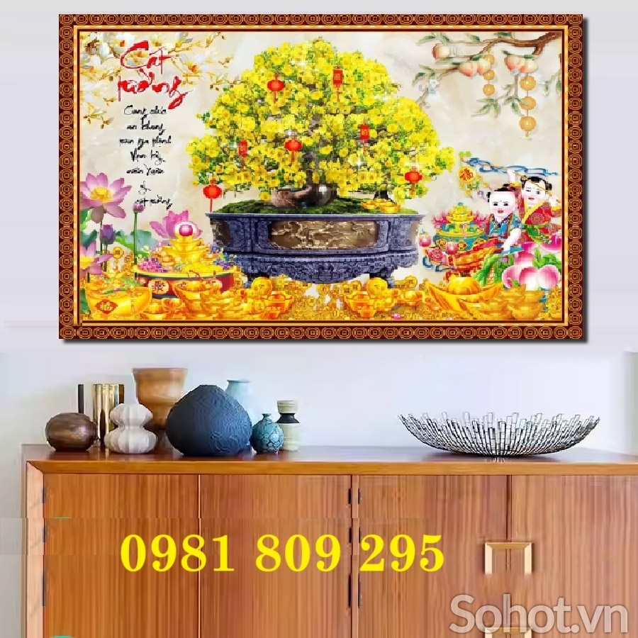 Tranh gạch ốp tường hoa mai khổ ngang HN939