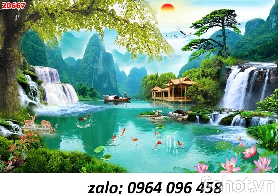 Tranh gạch 3d thác nước phong cảnh - XCCBB86