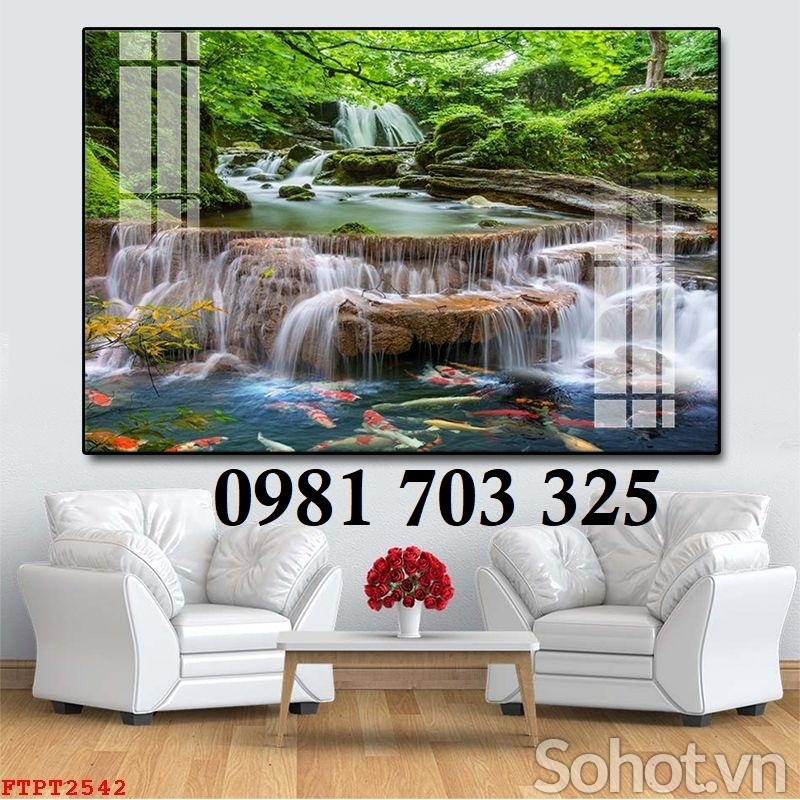 Gạch tranh phong cảnh thác nước 3D ốp tường