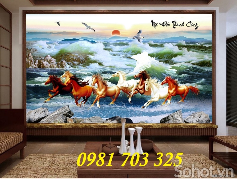 tranh mã đáo thành công, tranh gạch 3d phong thủy