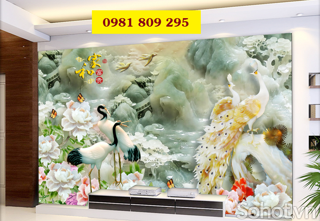 Tranh gạch men , tranh gạch chim hạc mới