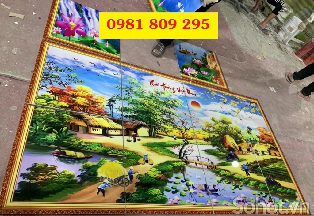 Tranh làng quê , gạch tranh 3d kích thước đặt theo yêu cầu