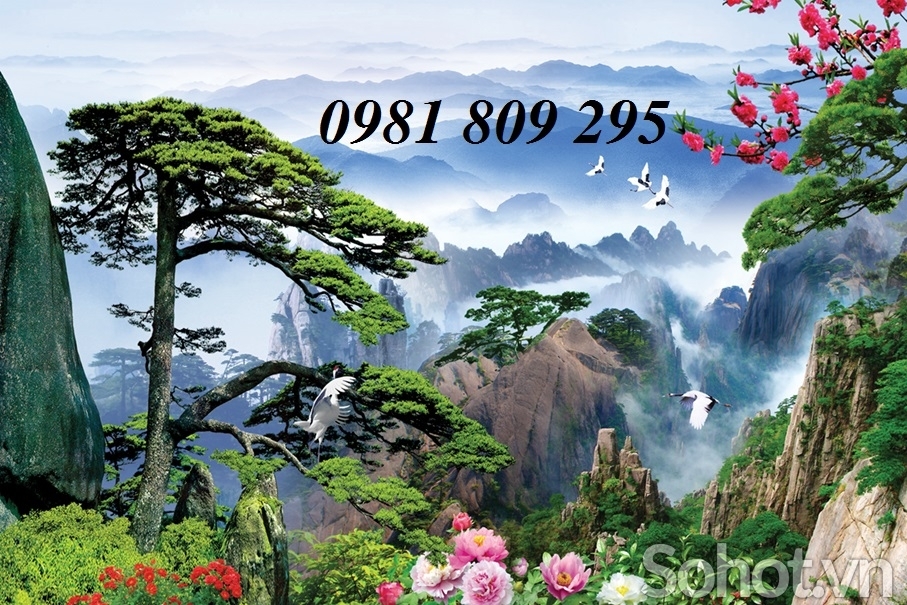 mẫu tranh gạch men 3d thác nước