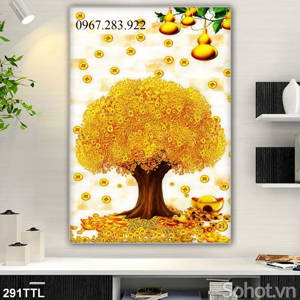 Tranh 3d gạch men trang trí- Tranh kim tiền 3d
