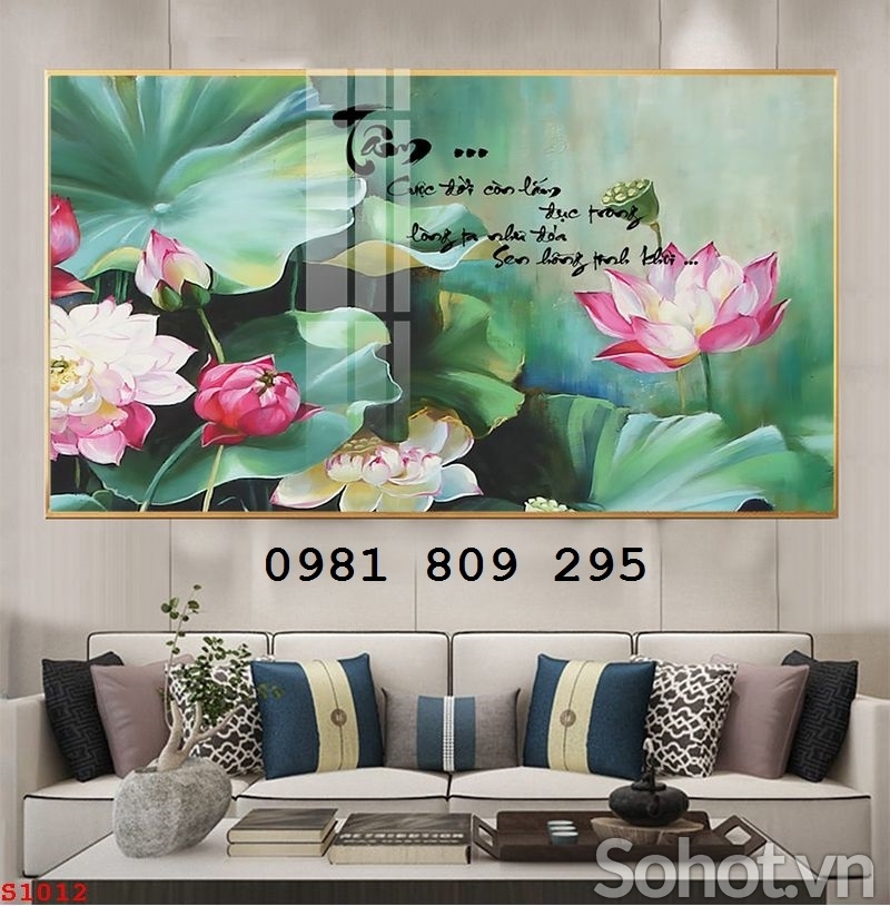 Tranh 3d hoa sen - gạch trang trí