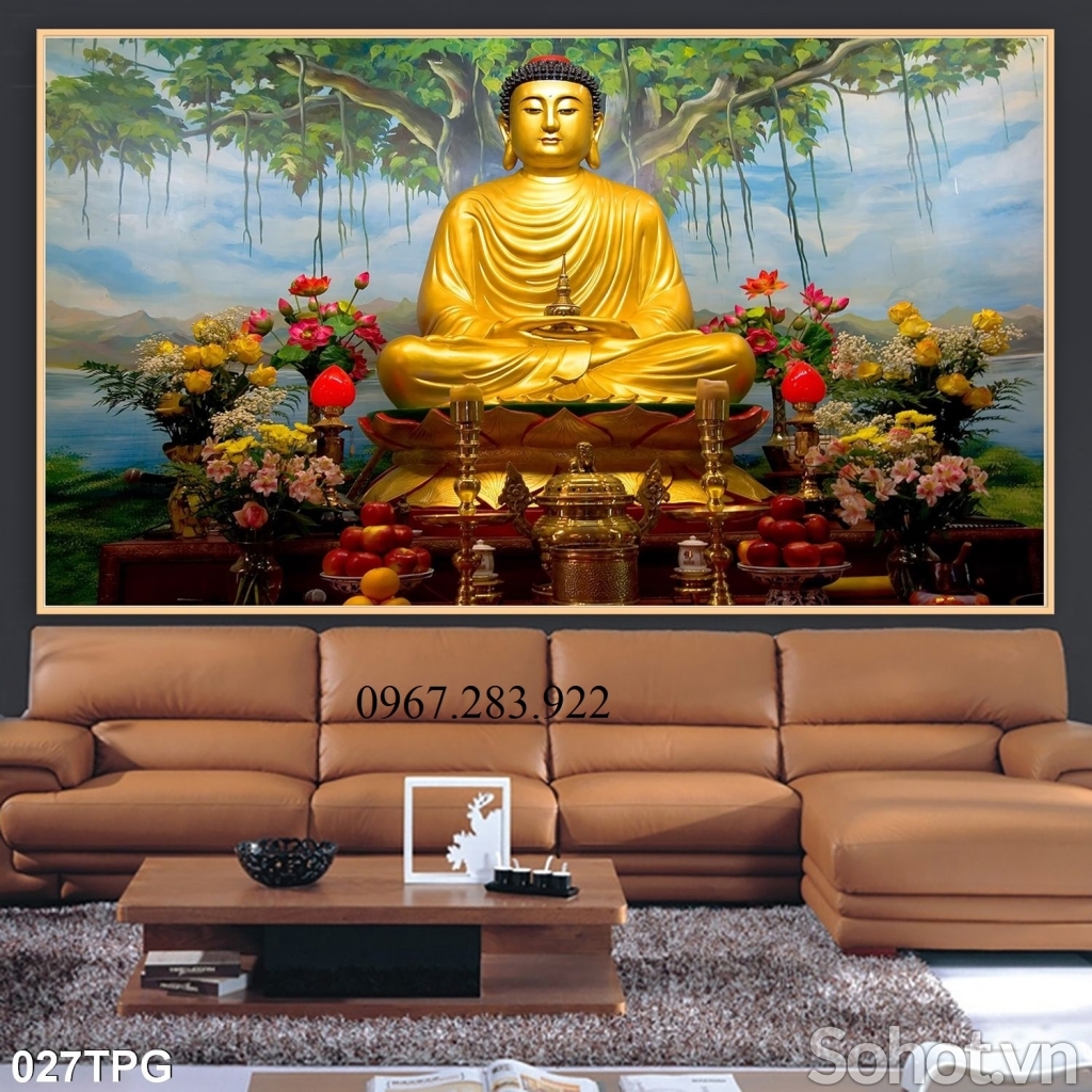 Tranh tường phật giáo phủ UV gạch men