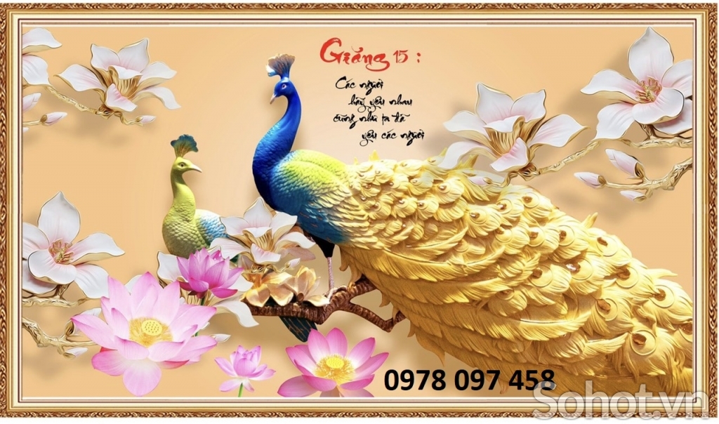 Gạch tranh 3D họa tiết đôi uyên ương.