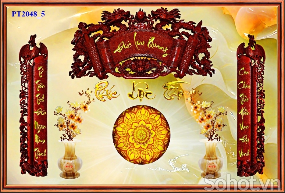 Gạch tranh dán tường phòng thờ