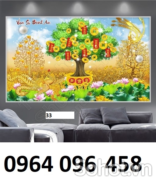 Gạch tranh 3d cây kim tiền phong thủy - SXBV88