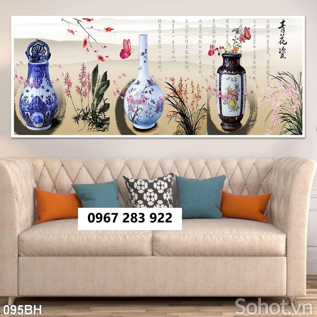 Tranh gạch bình hoa đẹp 3D trang trí tường