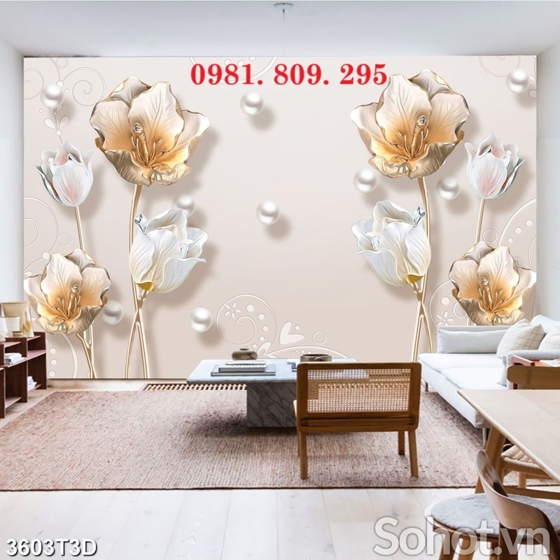 Tranh gạch men hoa trang trí 3d
