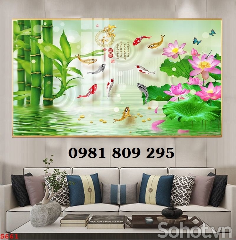 Tranh gạch hoa sen 3d GP765