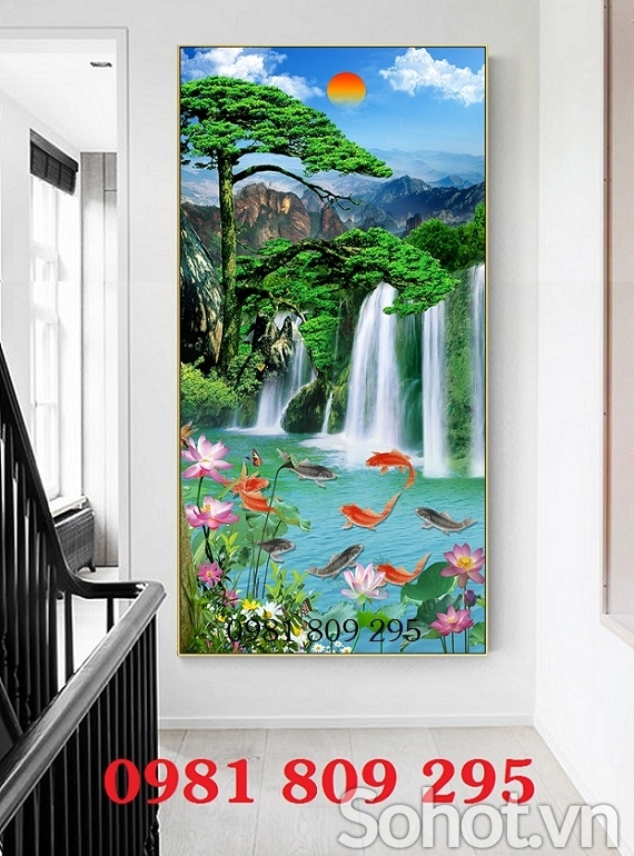 Tranh khổ đứng, tranh gạch men phong cảnh ốp tường DFGD67