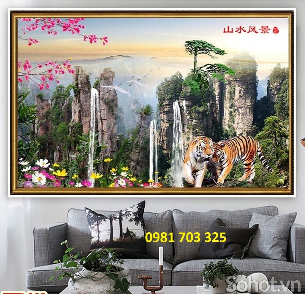 Tranh gạch đẹp trang trí hổ 3D