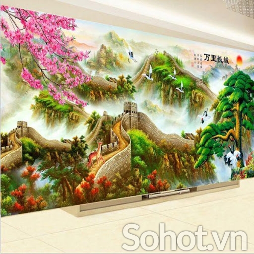 Tranh gạch 3d ốp tường tranh mây núi - CXD212