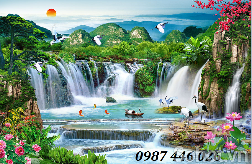 Gạch tranh tường thác nước HP8733