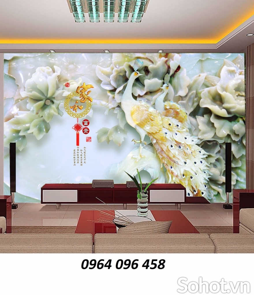 Gạch tranh 3d chim công - DCNCN84