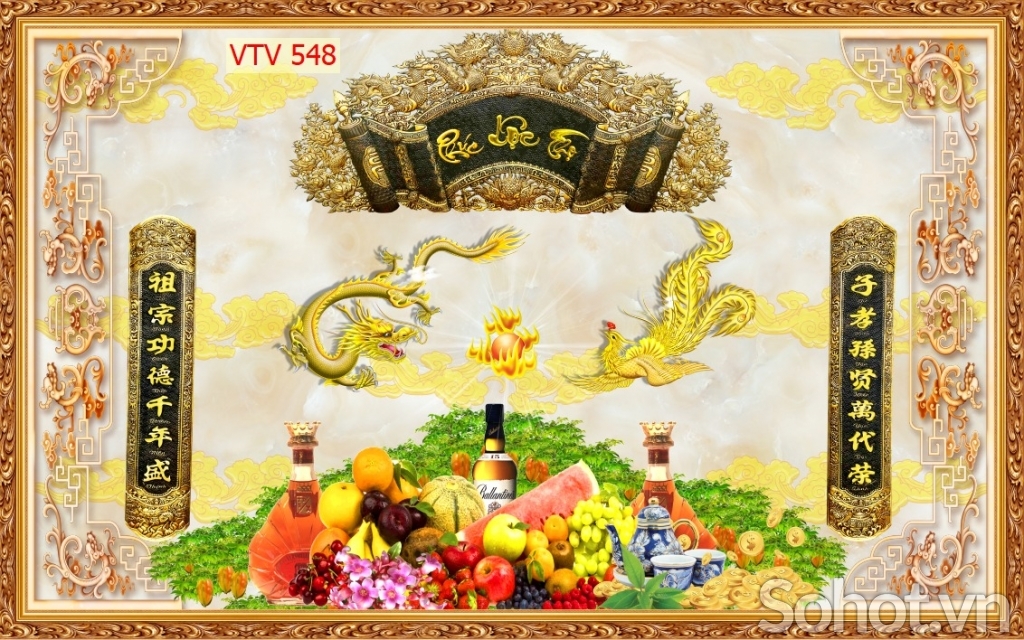 Tranh Đức lưu quang ốp ban thờ