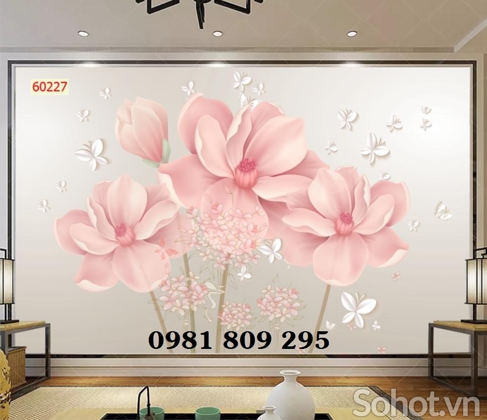 Tranh gạch men - tranh hoa ngọc 3d - tranh ốp phòng khách hoa ngọc