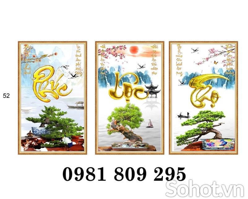 Tranh gạch men phúc lộc thọ HD9393